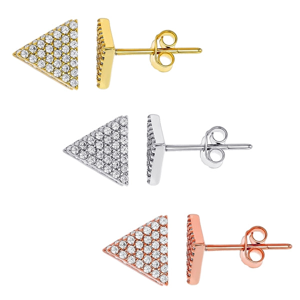 Small Triangle Pave CZ Stud Earring