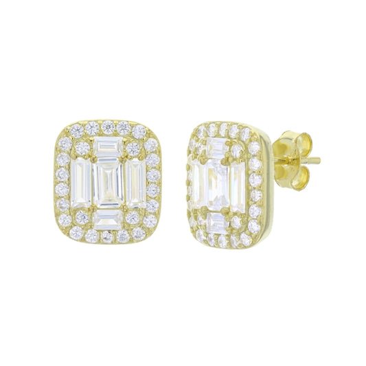 Emerald Baguette Center Studs