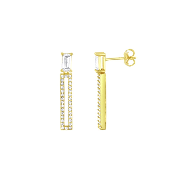 925 SS Cutout Bar Baguette earring