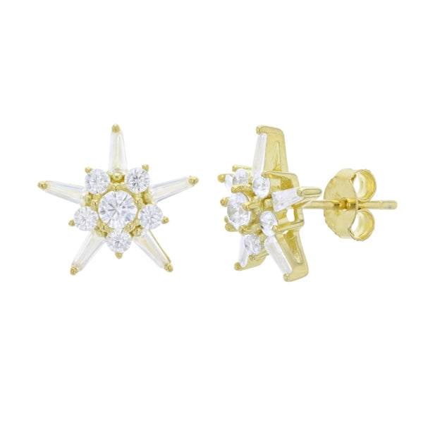 925 silver Gold Flower studs