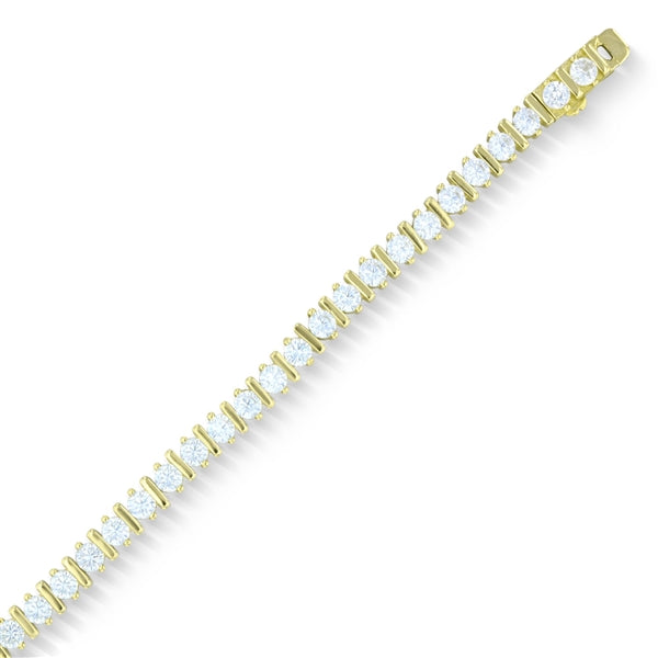 Round Gold Tone Tennis Bracelet