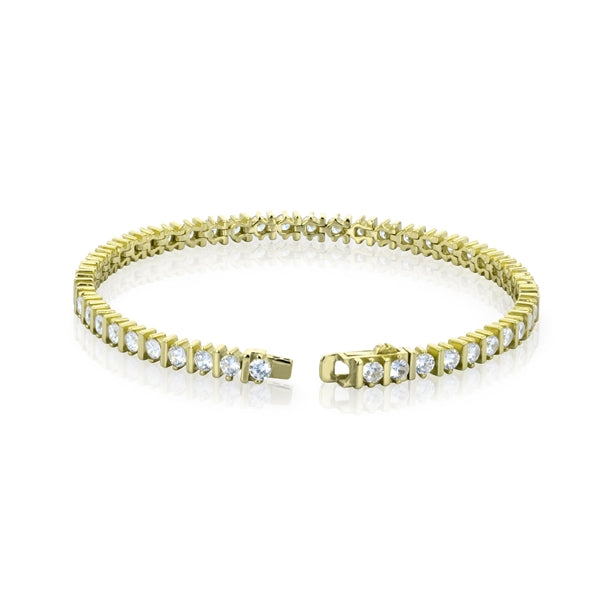 Round Gold Tone Tennis Bracelet