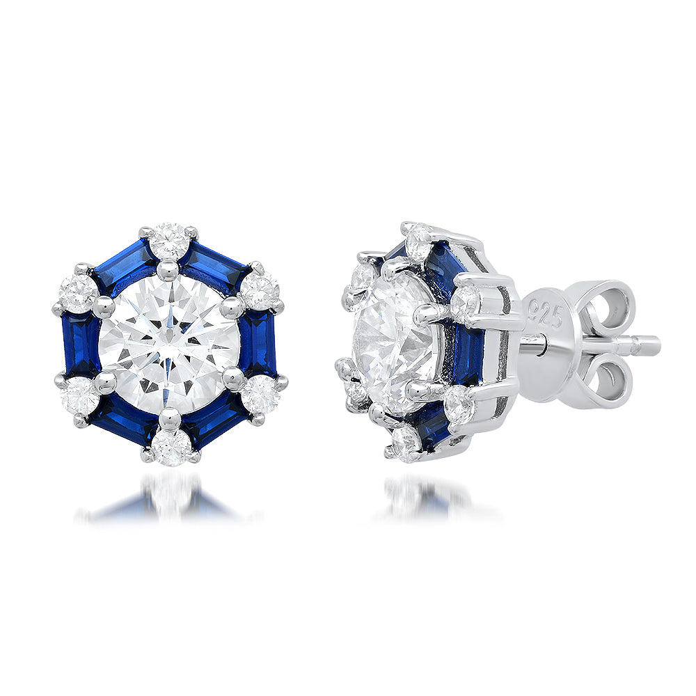 Diamond Baguette Halo Studs